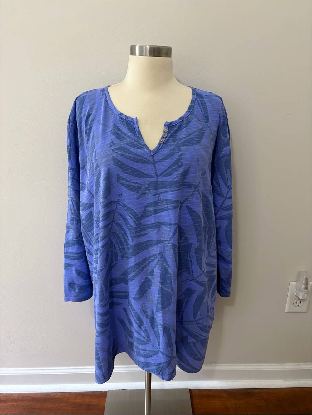 NWT fresh produce Palawan Palms Jordan Henley Tunic Top Sz 2X Coastal Casual